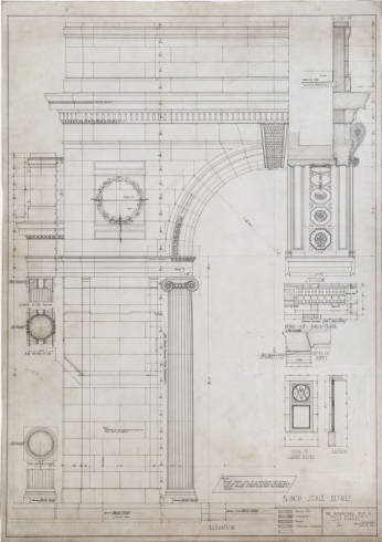 This item (1 of approximately 1000 items) is from Fisher and Fisher's Architectural Records 1892-1997 collection (C MSS WH932). This drawing shows elevation details of a memorial to be completed in Civic Center, Denver, Colorado for J.H.P. Voorhees in 1919. (11-10-1919)