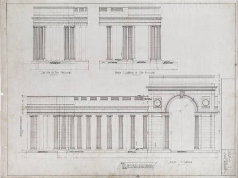This item (1 of approximately 1000 items) is from Fisher and Fisher's Architectural Records 1892-1997 collection (C MSS WH932). This drawing shows elevations for a memorial to be completed in Civic Center, Denver, Colorado for J.H.P. Voorhees in 1919. (11-10-1919)